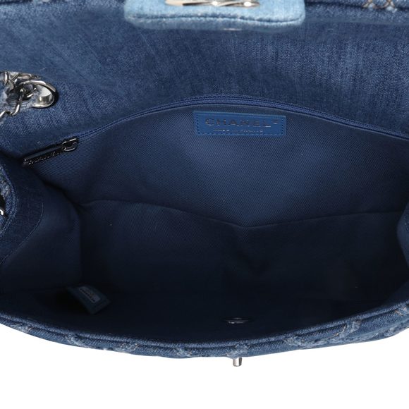 Chanel Blue Quilted Denim Medium Single Flap Bag - Picture 8 of 8